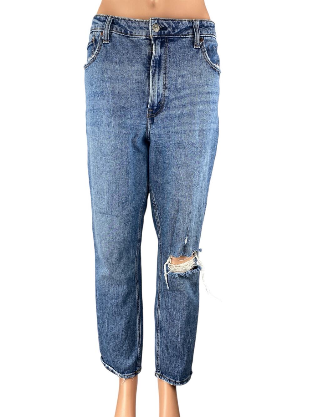 Abercrombie & Fitch High Waisted Distressed Skinny Leg Denim Jeans Pants Size 32